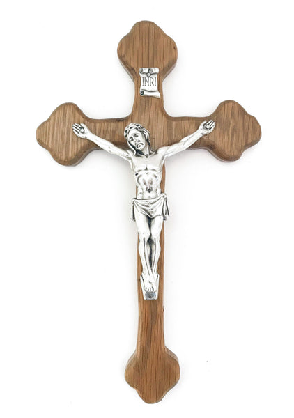 Decorative Oak Wall Crucifix in Oak Stain