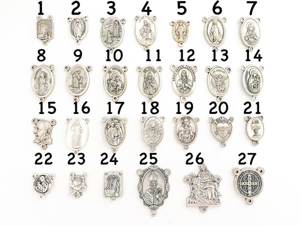 St Rita Silver Catholic Rosary (Two Toned)