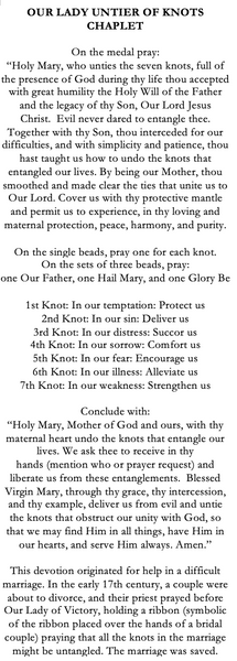 Our Lady, Untier of Knots Catholic Chaplet