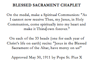 Blessed Sacrament Catholic Chaplet
