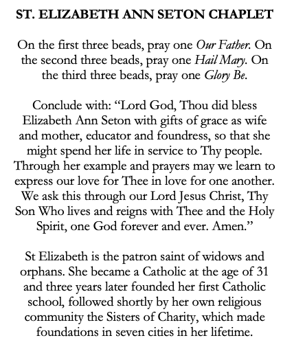 St Elizabeth Ann Seton Catholic Chaplet