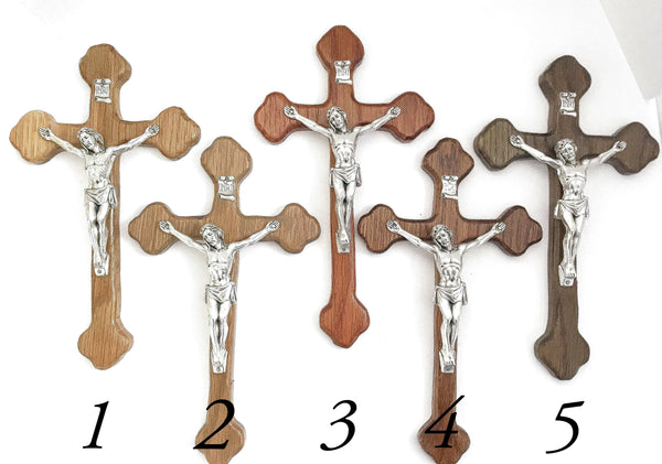 Decorative Oak Wall Crucifix in Pine Stain