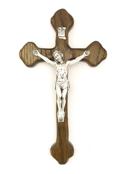 Decorative Oak Wall Crucifix in Ebony Stain