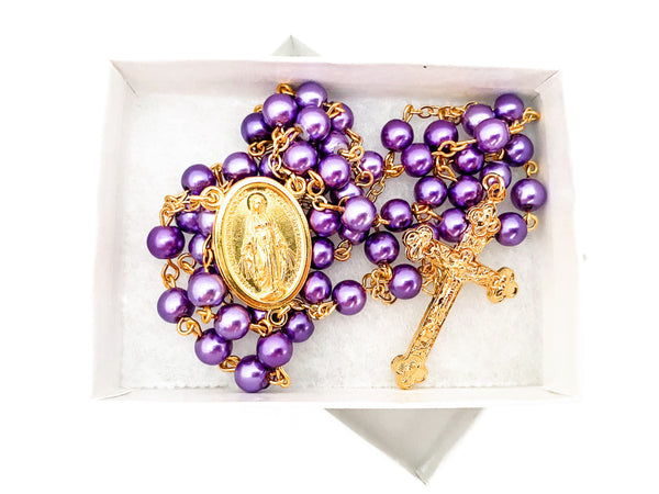 Miraculous Medal Gold Catholic Rosary