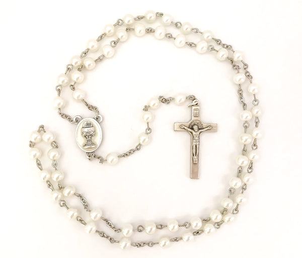 Holy Eucharist/First Communion Silver Catholic Rosary
