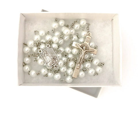 Our Lady of Fatima Silver Catholic Rosary