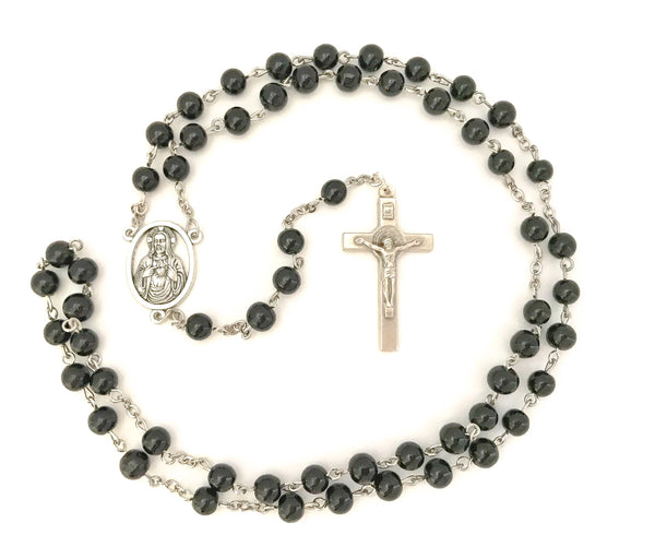 Sacred Heart Silver Catholic Rosary