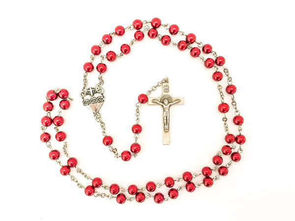 Heart of Jesus Silver Catholic Rosary