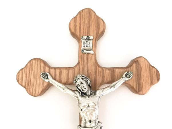 Decorative Oak Wall Crucifix in Pine Stain