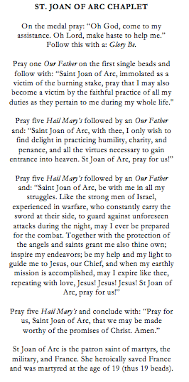 St Joan of Arc Catholic Chaplet