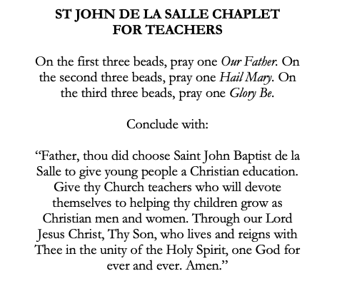 St John de la Salle Catholic Chaplet for Teachers