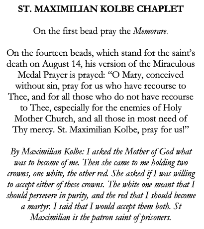 St Maximilian Kolbe Catholic Chaplet