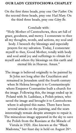 Our Lady of Czestochowa Polish Catholic Chaplet