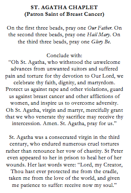 St Agatha Catholic Chaplet for Breast Cancer