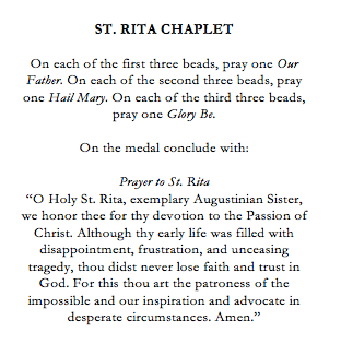 St Rita Catholic Chaplet
